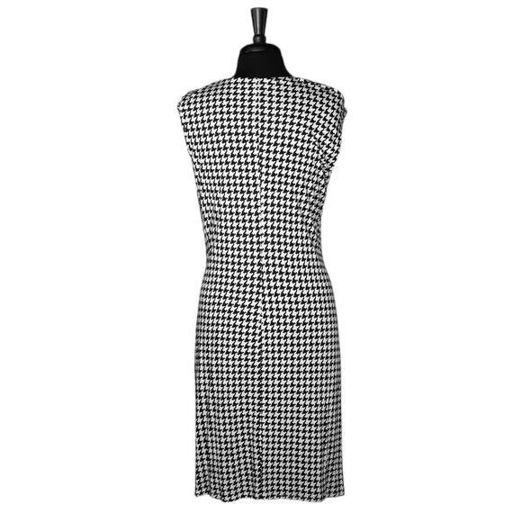 Ralph Lauren Women's Dress Black White Houndstooth Check Surplice V-Neck Midi 2X - Picture 2 of 9